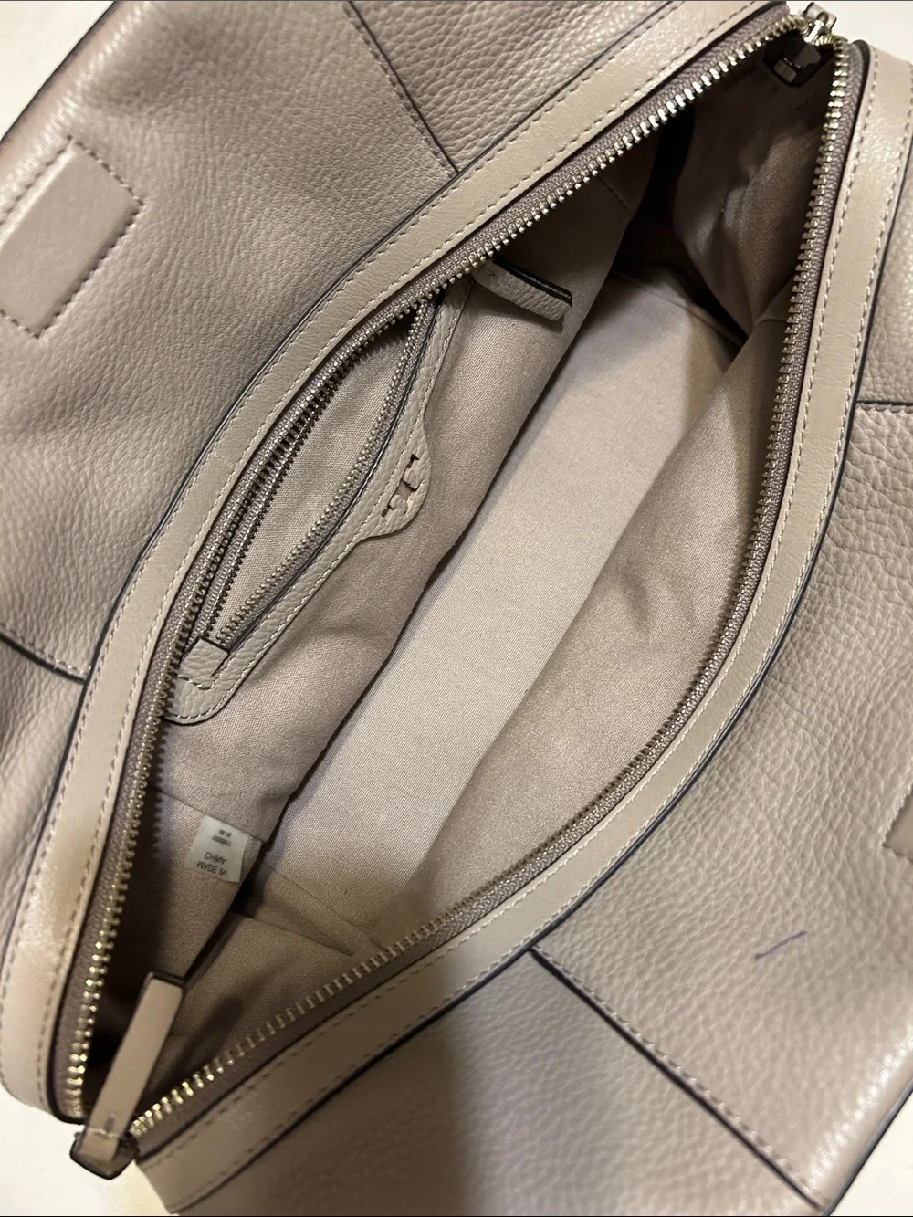 Tory Burch Pebbled Leather Satchel in Taupe Gray